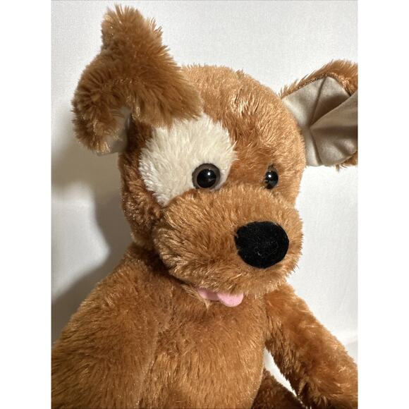 Build-A-Bear floppy eared dog brown with white circle on eye and pink tongue - Picture 2 of 7